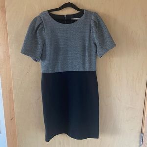 LOFT Black and Gray Colorblock Dress